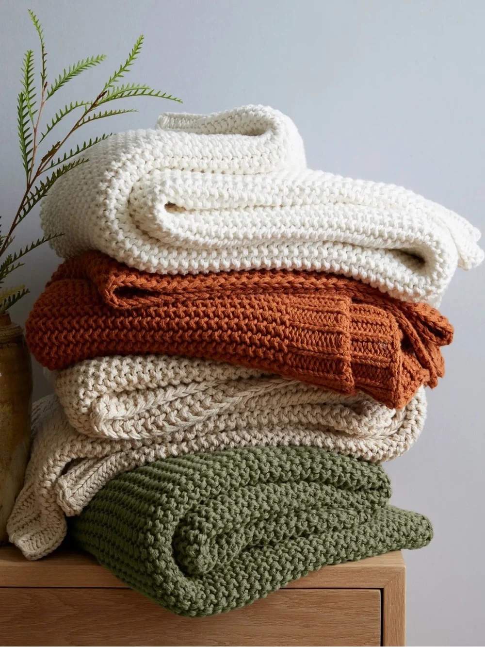 Quince 100% Cotton Fisherman Knit Throw Blanket 50x60 Natural NWOT